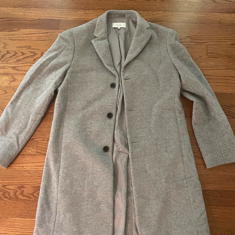 Reiss Men’s Gable Wool Overcoat (Medium, Gray Oatmeal)